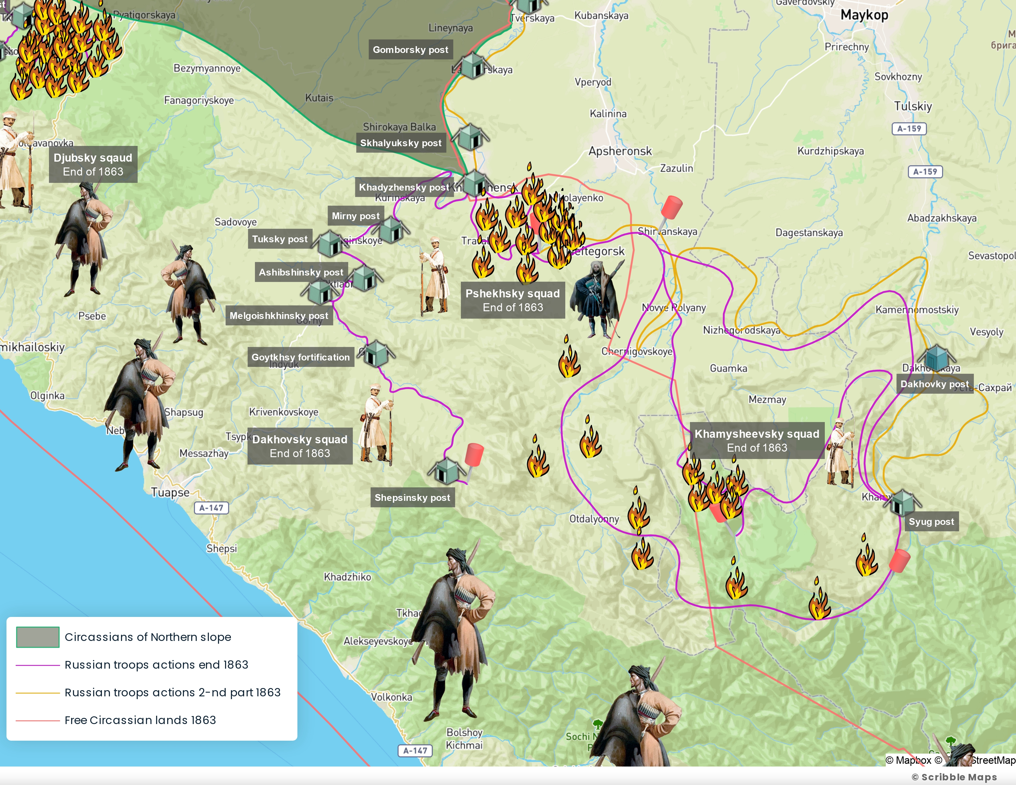 Actions of the Dakhovsky, Khamysheevsky and Malo-Labinsky detachments in the autumn of 1863